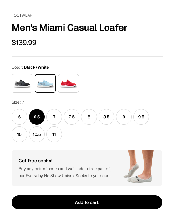 Variant: Free accessory on orders $75+